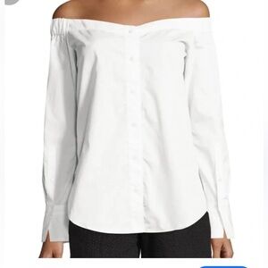 Premise white cotton blend off the shoulder top, medium petite.
